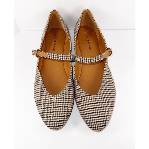 Lucky Brand Mary Jane Flats Pointed Toe Plaid Strap Preppy Comfort Y2K Size 10 - Picture 6 of 16